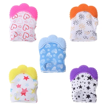 

Baby Silicone Glove Teether Pacifier Teething Wrapper Sound Candy Mitten Nursing Teeth Grinding Baby Teethers
