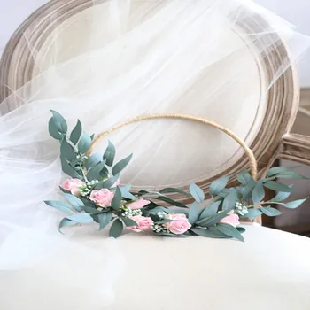 

A Norse bride holds a flower basket in her hand and decorates a wreath at her home door Free Shipping