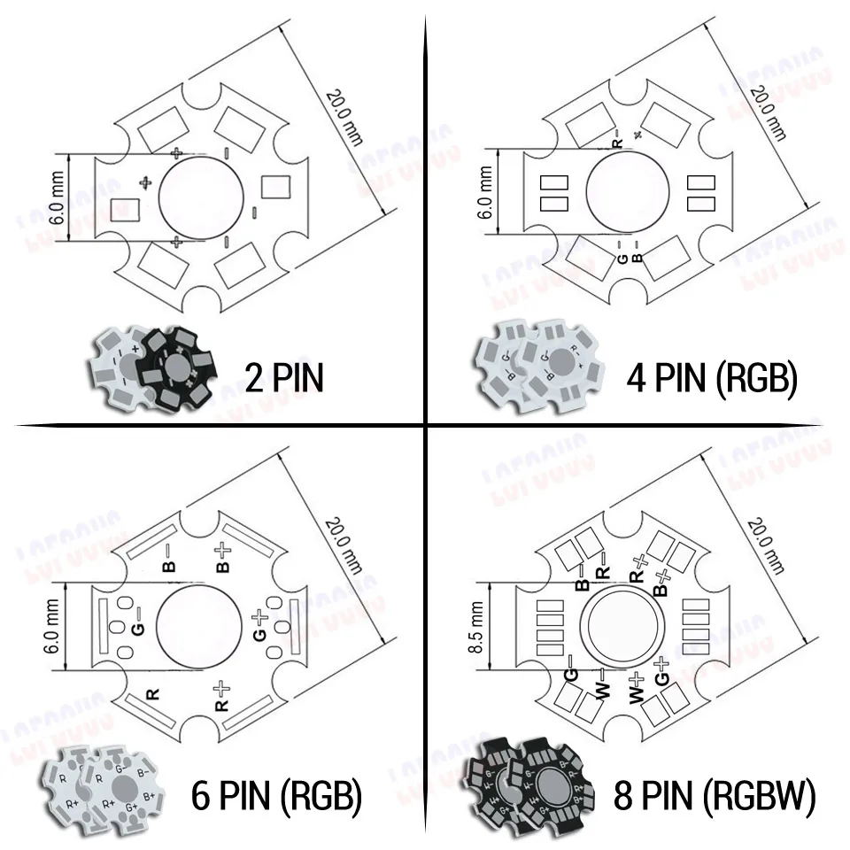 1 Вт 3 Вт 5 Вт Светодиодный радиатор алюминиевая Базовая пластина печатная плата подложка 20 мм Звезда RGB RGBW DIY охлаждение для 1 3 5 Вт светодиодный