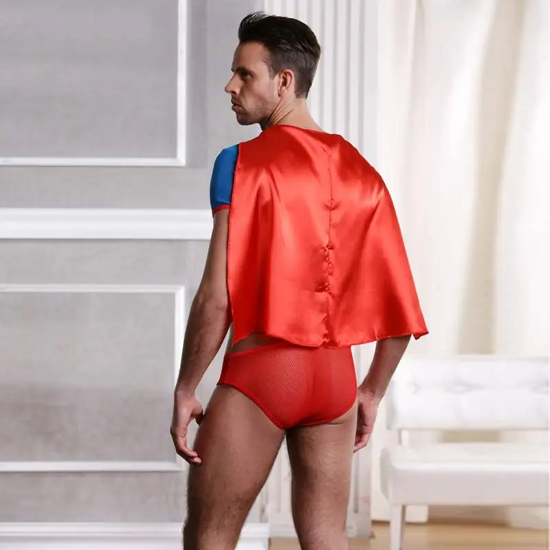 Костюм для взрослых, мужской костюм Супермена, костюм для ролевых игр, для костюмированной игры, забавное нижнее белье, соблазнительная форма для Хэллоуина