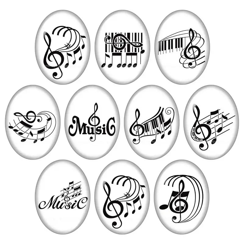 Beauty Music notes 13x1 8 мм/18x2 5 мм/30x40 мм смешанный Овальный фото стеклянный кабошон