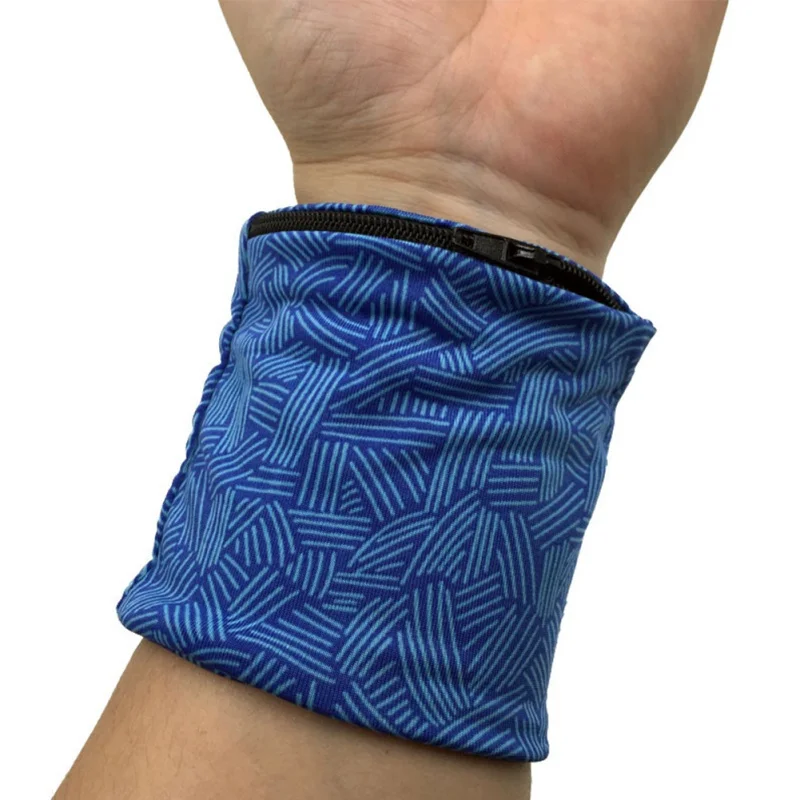 Reflective Zipper Pocket Wrist Support Wrap Straps Double Outdoor Fitness Cycling Sports Wristband Badminton Sweatband - Цвет: FL