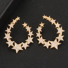 GODKI 45 мм элегантные звезды галактика изогнутый кубический циркон Дубай серебряные серьги гвоздики для женщин Свадебные букле d'oreille