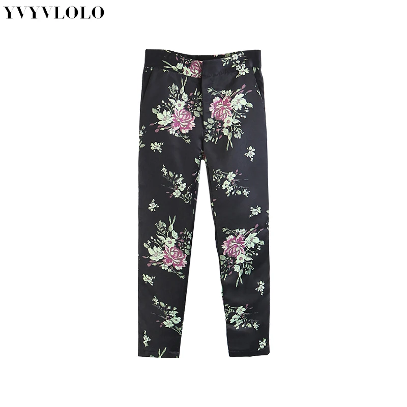 

YVYVLOLO Women Jacquard suit Pants 2018 New Vintage Wide Leg Pants Loose Straight Trousers Long Female Plus Size Trousers