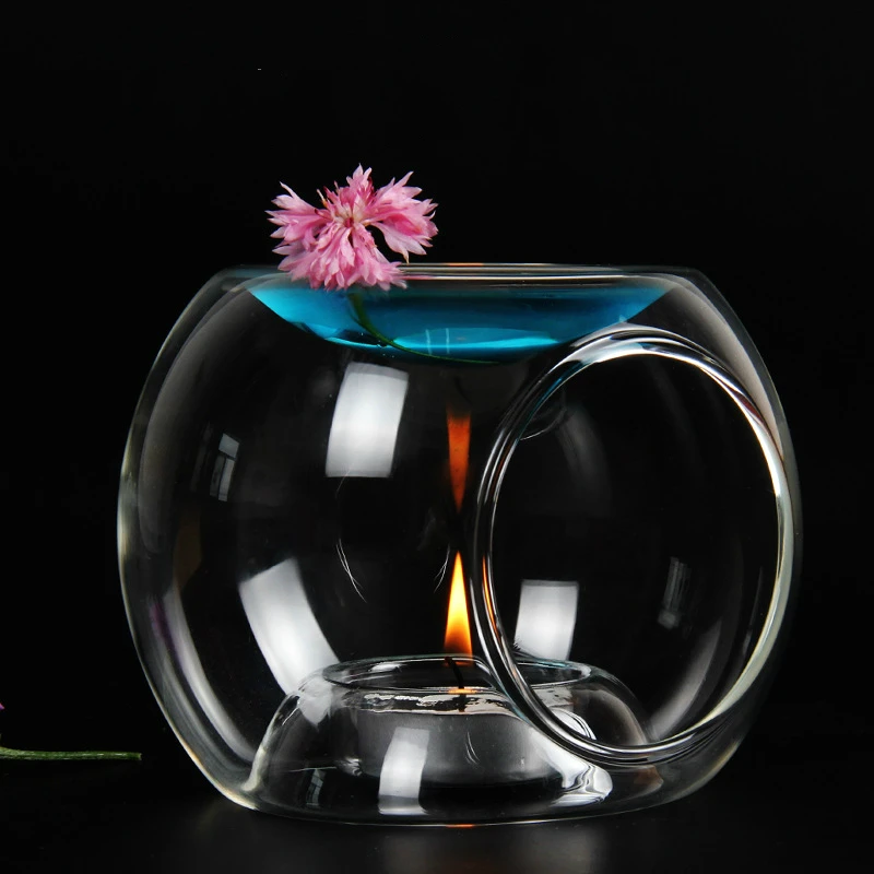 

Aromatherapy Lamp Handmade Transparent Glass Incense Burner Crystal Glass Candlestick Centerpieces Home Decor Wedding Room Decor