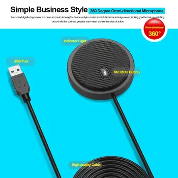 

USB Omni-directional Condenser Microphone Mic for Meeting Business Conference Computer Laptop PC Voice Chat Video Games Live