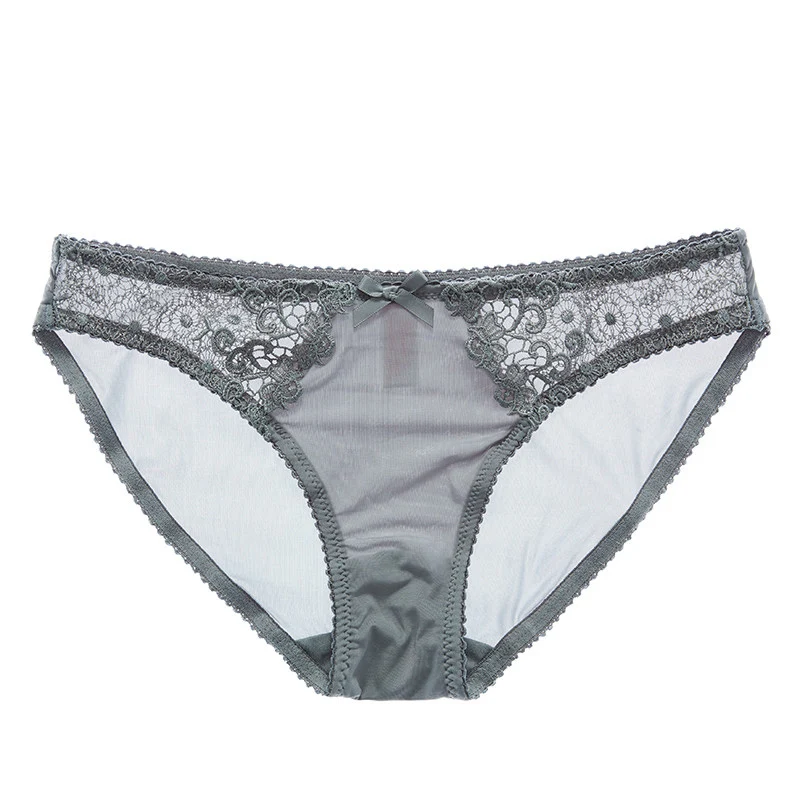 Новые белые кружевные прозрачные сексуальные трусики для девушек размера плюс L XL, женское нижнее белье, с вышивкой, с низкой посадкой, дышащие - Цвет: Cyan
