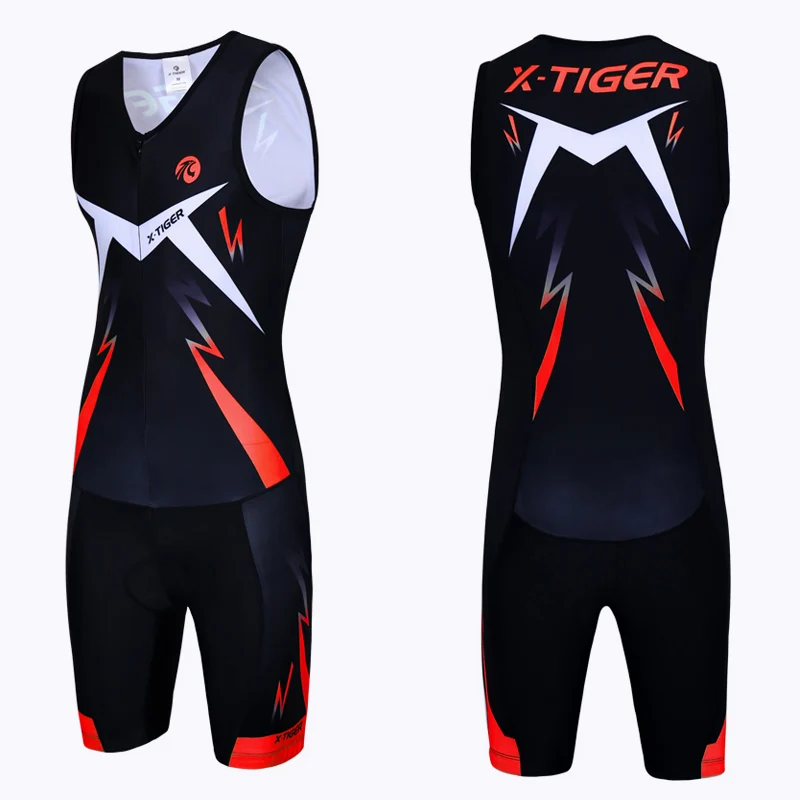 Красный X-Tiger Pro Без Рукавов велосипедный трикотаж для триатлона Губка Мягкий велокостюм Мужчины Женщины MTB майка для скоростного велосипеда - Цвет: Красный