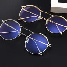 Круглый ретро модная оправа для очков металл стекло es очки для чтения Черное золото глаз для мужчин и женщин прозрачное стекло KX5903