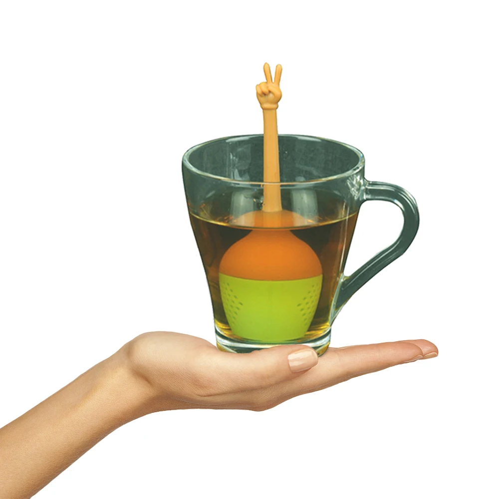 

Funny Hand Gestures Tea Infuser Black Tea Strainer FDA Grade Silicone Loose Leaf Herbal Spice Holder Tea Brewing Tools