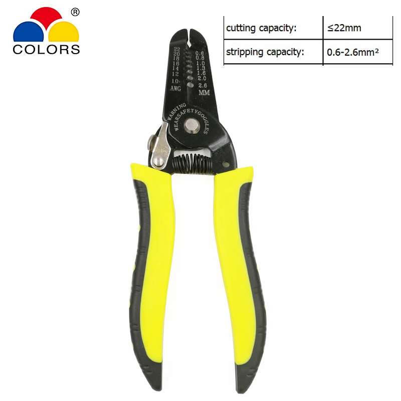 

COLORS HS-1041C multi-function cutter stripper pliers cutting capacity less than 22mm wire srtipping capacity 0.6-2.6mm2 tools