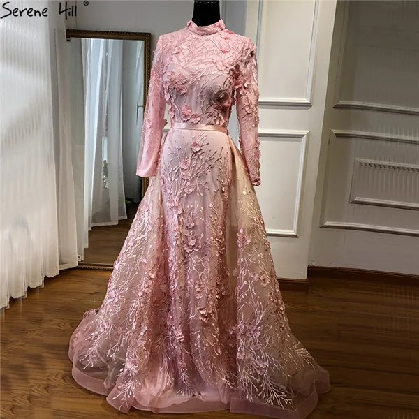 Мусульманское вечернее платье с длинным рукавом в турецком и арабском стиле русалки, вечернее платье, халат De Soiree, кафтан, Дубай, платья для помолвки, BLA6308 - Цвет: pink