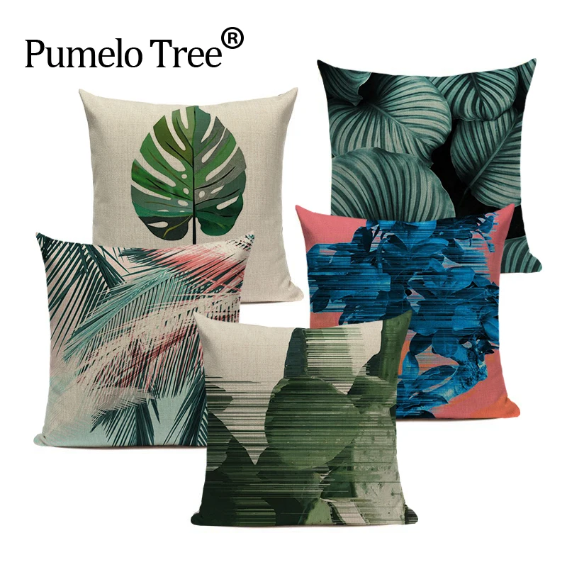 

Monstera pillow plant cushions home decor 45Cmx45Cm Square Recliner 1 Side Printing Cushions cover custom throw pillows