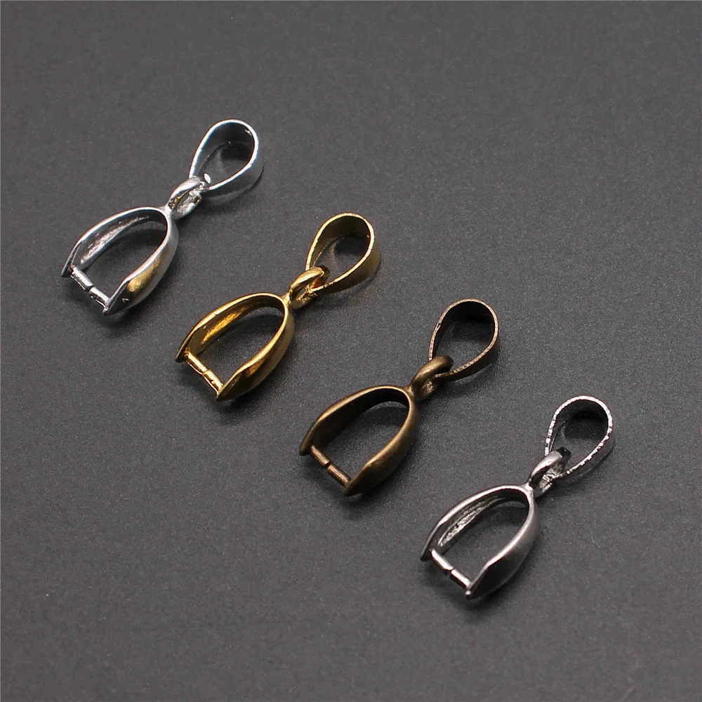 30pcs 4 Colors 6 Size Copper Pendant Clip Clasp Pinch Clip Bail Pendant Connectors Bail Beads Jewelry Findings & Components