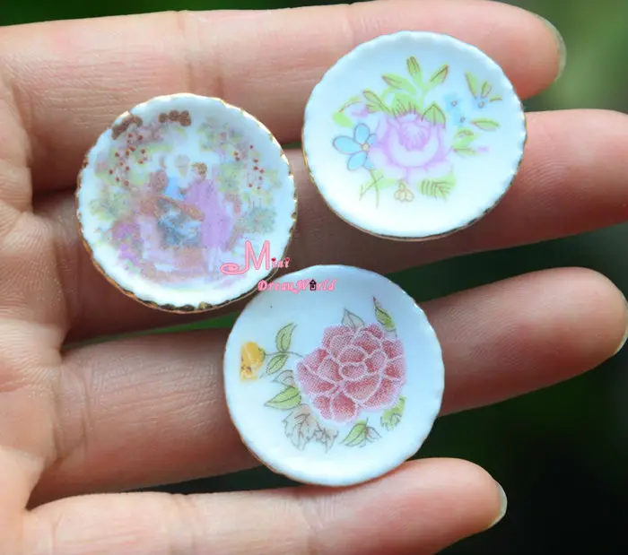 

3PCS ART PORCELAIN DECOR DISH PLATE Dollhouse Miniature DC72
