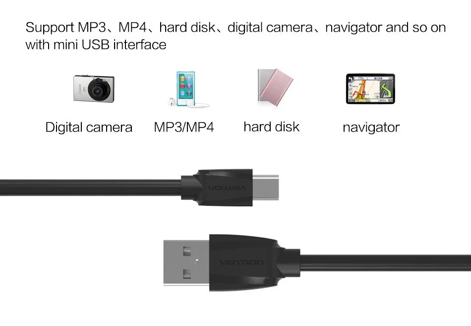 Vention Mini USB кабель мини-usb к usb Кабель зарядного устройства для MP3 MP4 gps камеры HDD