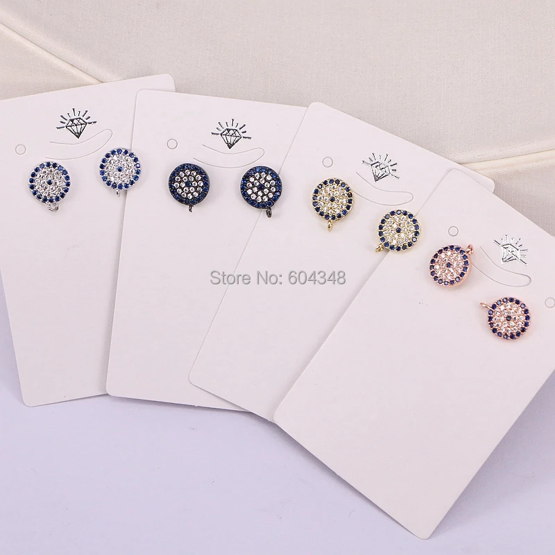 

5 Pairs ZYZ180-9556 Round Shaped Crystal Zirconia Earring Studs, Findings, Micro Pave CZ Studs Earrings for Women Jewelry Making