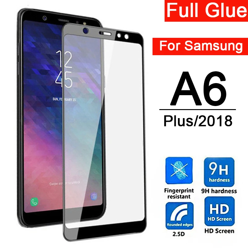 Закаленное стекло 5d с полным покрытием для samsung a6 a8 plus 2018 защитное защита экрана