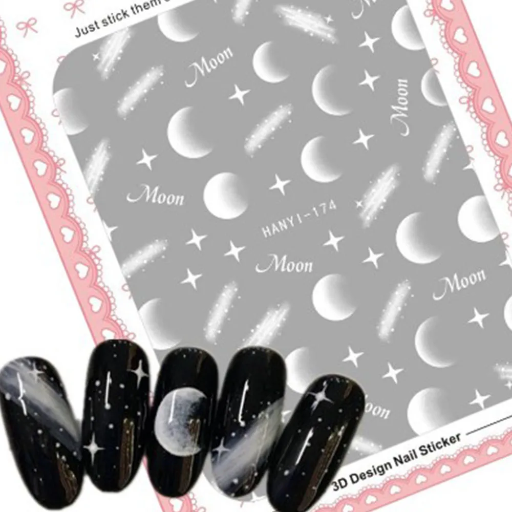 1 Moonlight 3D Nail Art Stickers Lunar Eclipse Nail Stickers Star Adhesive Nail Sticker Nail Decoration 3