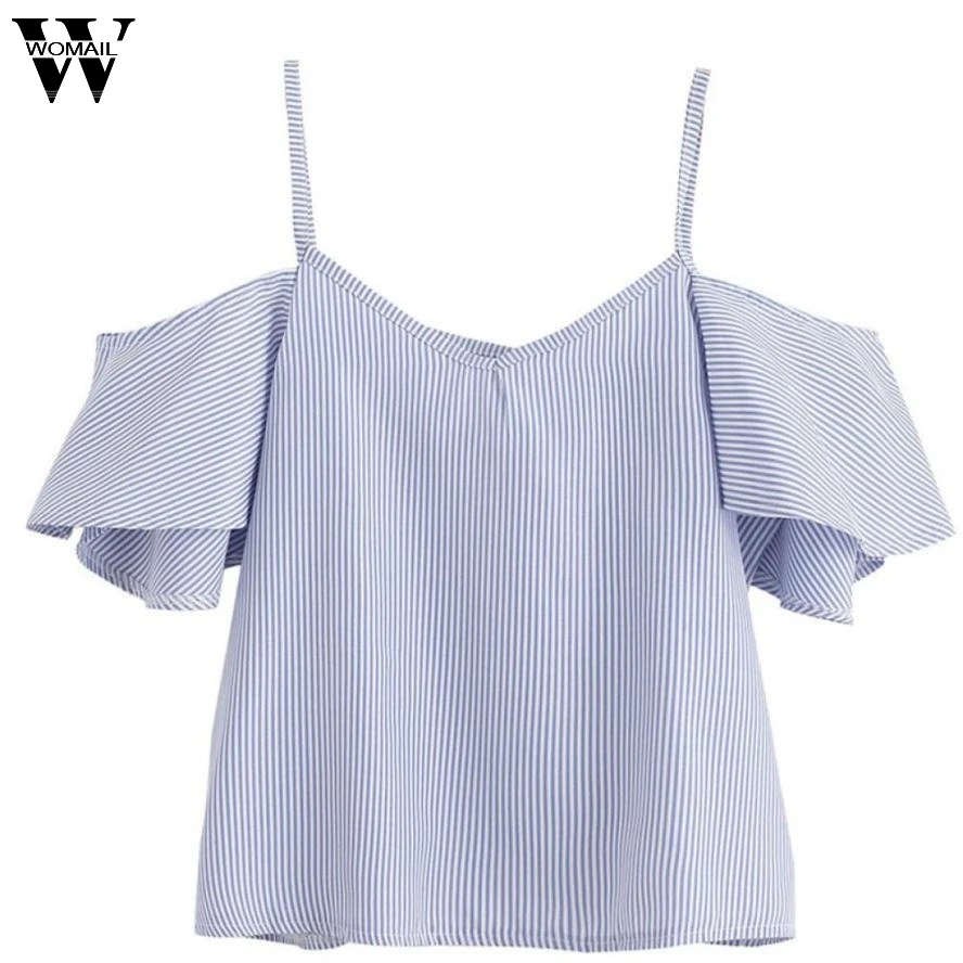 2017 Women Summer Sweet Blouses Off Shoulder Shirts V Neck