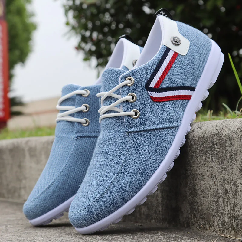 

Brand Men Casual Shoes 2019 Spring Summer Men Loafers New Lace-up Light Canvas Men Shoes Soft Breathable Fashion Flats Footwear