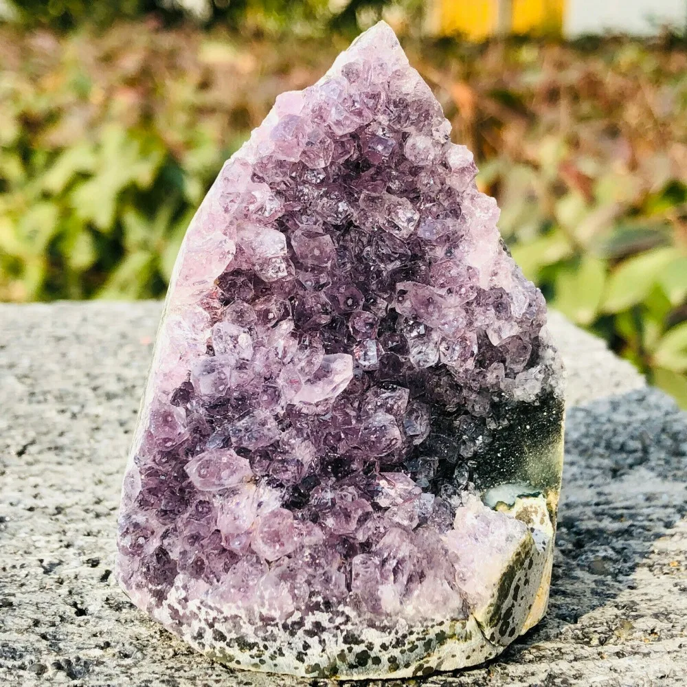 

141gNatural Amethyst Hole Crystal Quartz Brazil Riki Energy Lucky Decor