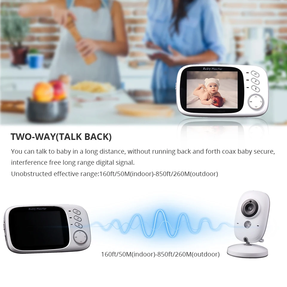 Beli 3.2 Inch Bayi Monitor Nirkabel Video Warna Bayi Pengasuh Keamanan Kamera Baba Elektronik Malam Vision Pemantauan Suhu VB603