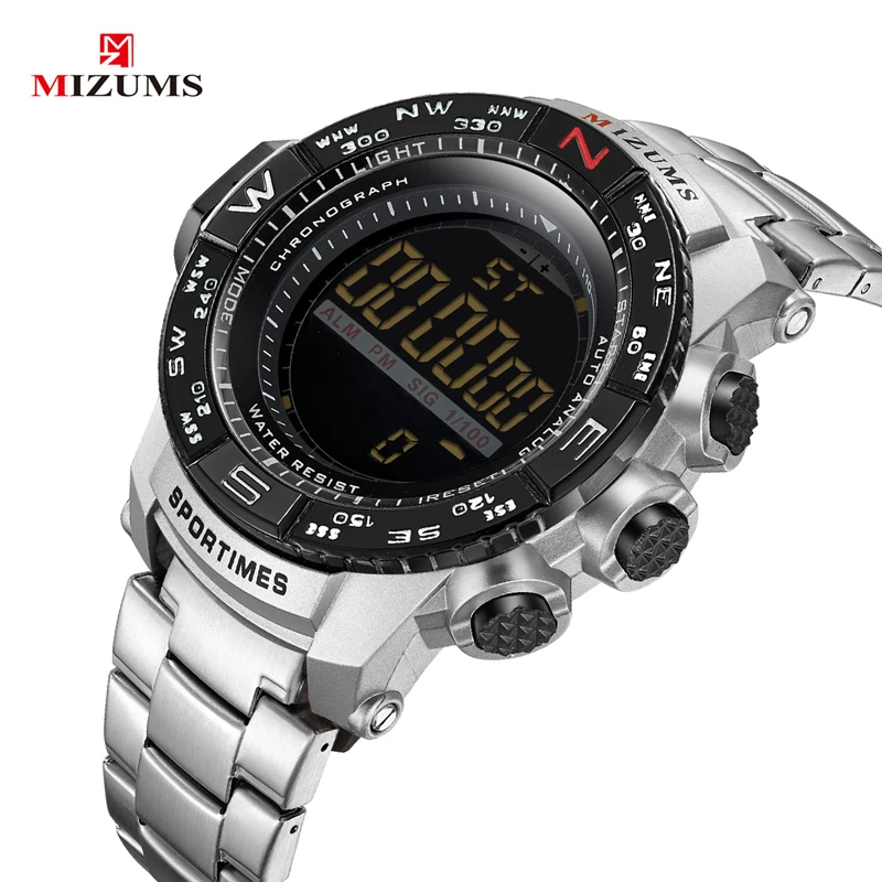 full golden steel band led digital watches for men cool big case sports watches waterproof military watch whoolesale drop shipping (13)