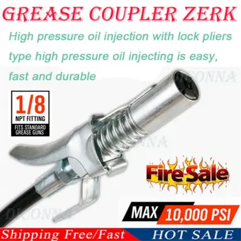

1/8 Grease Coupler locks onto Zerk fittings Grease goes in not on the Lube