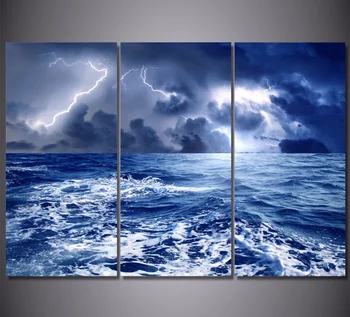 

3Piece Picture Cuadros Home Decor Weather Rain Sky Clouds Nature Sea Painting Canvas Art Poster And Prints Wall Art No Framed
