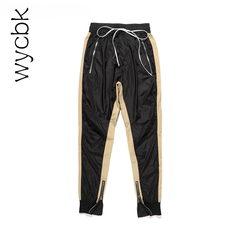 

wycbk High Quality Zipped Ankle Track Pants Mens 2017 Fashion Urban Jumpsuit Joggers Trousers Male Hip Hop Stripe Sweatpants