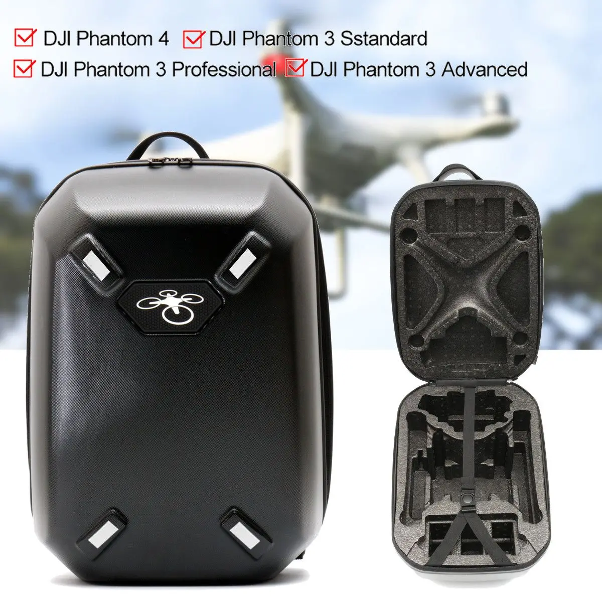 

Hard Shell Carrying Backpack bag Case Waterproof Anti-Shock for DJI Phantom 3 4 Professional & Advanced & Standard