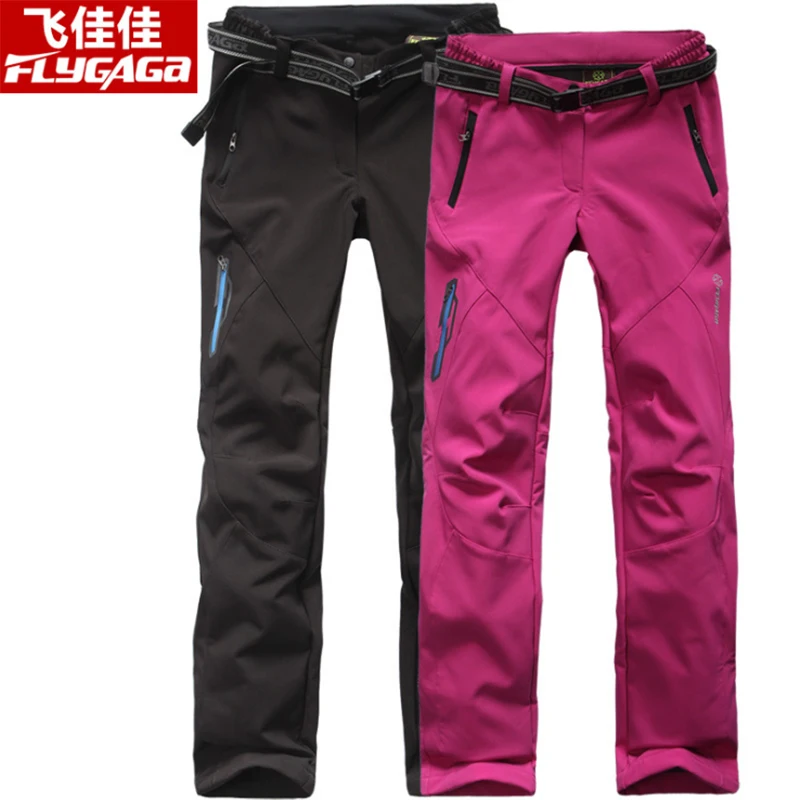 

FLYGAGa Outdoor Hiking Pants Men Trekking Pants Women Softshell Waterproof Pants Winter Warm Fleece Windproof Hunting Trousers