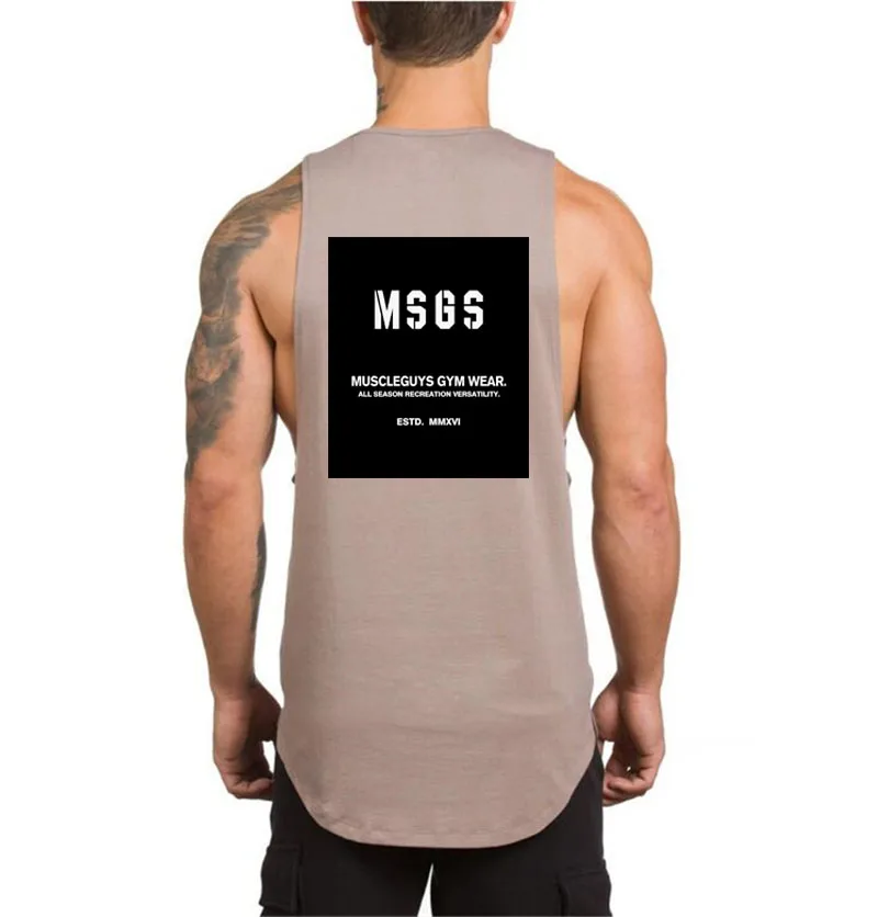 Muscleguys брендовая одежда для фитнеса и бодибилдинга Стрингер тренажерные залы майка мужская musculation жилет без рукавов рубашка тренировки Топы - Цвет: Хаки