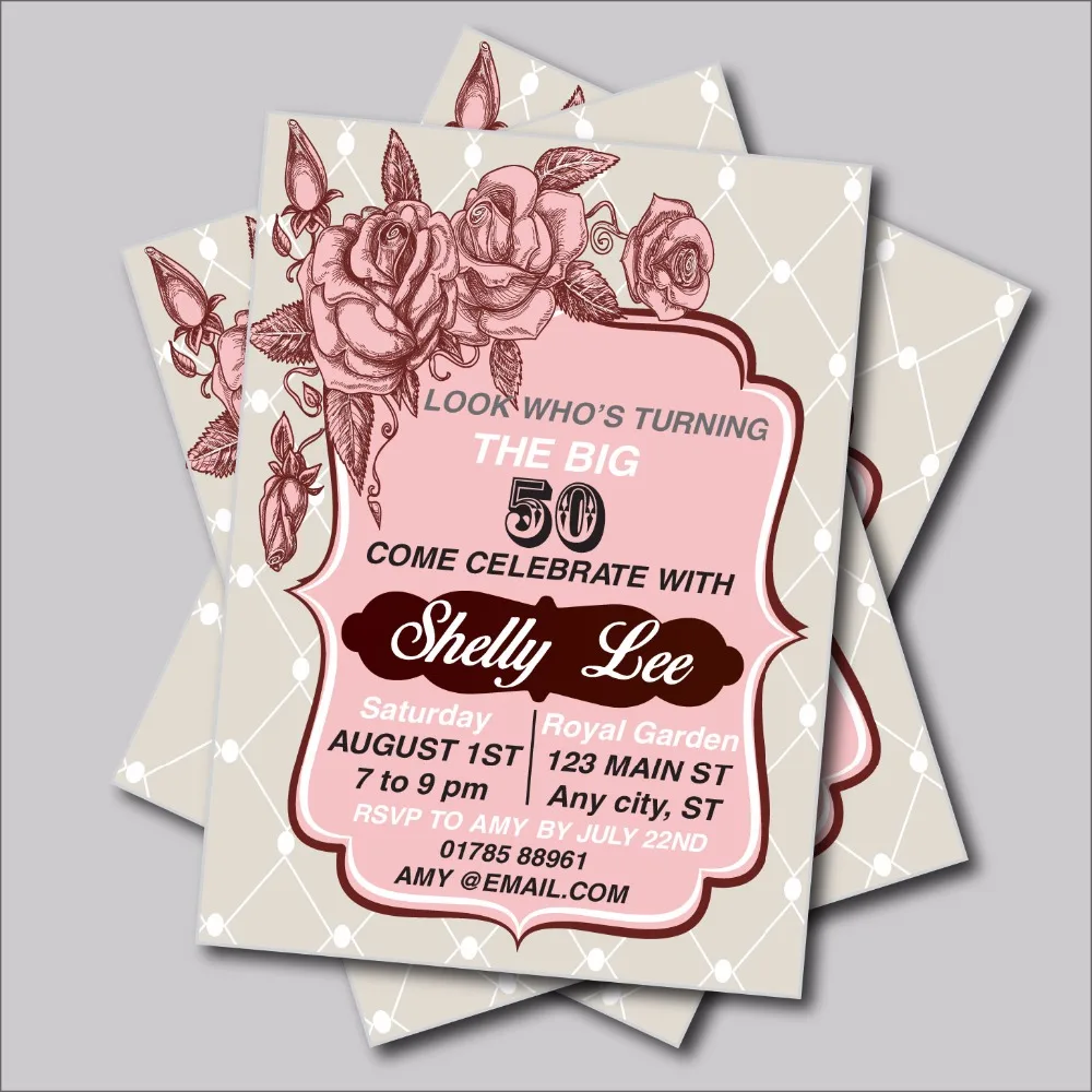 20 Pcs Lot Vintage 50th Birthday Invitations Any Age Party 20 Pcs Lot Vintage 50th Birthday Invitations Any Age Party Invites Decoration Wedding Favor Decor Supplier