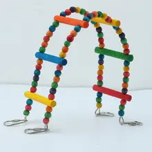Wooden Pet Bird Parrot Hanging Ladder Climb Crawling Bridge Swing Toy Shelf Cage Pet Bird Supplies