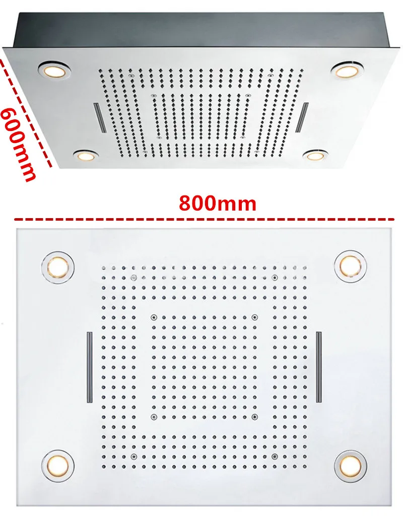 Современный светодиодный набор для душа термостатический кран Многофункциональный большой поток reccesed потолочная душевая головка светодиодный душ chuveiro