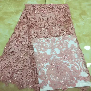 

African Lace Fabric 2019 High Quality Lace Sequins Fabric French Nigerian Lace Fabric Embroidery Lace Wedding dress x2-83