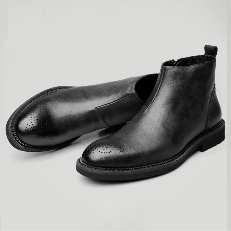Tangnest/мужские ботильоны из натуральной кожи, новые осенние модельные туфли из коровьей кожи для мужчин, мотоботы на молнии, размеры 38-44, XMX939
