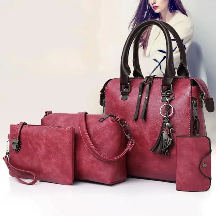 1 Set Women Lady Shoulder Crossbody Bag Handbag Wallet PU Leather Vintage for Travel MUG88