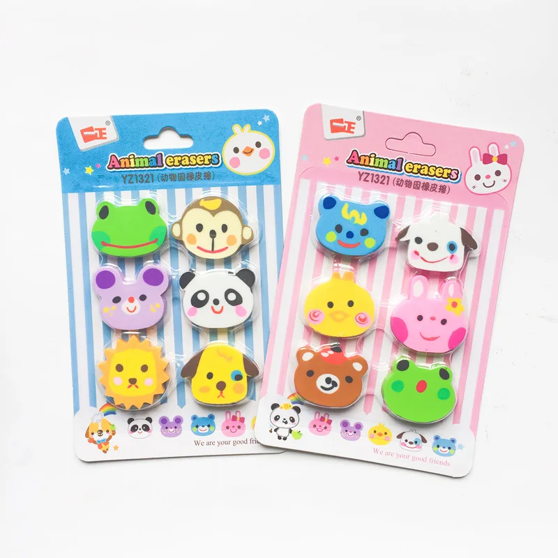 

6pcs/Set Kawaii Panda Dog Erasers Drawing Writing Correction School Office Supply Student Stationery