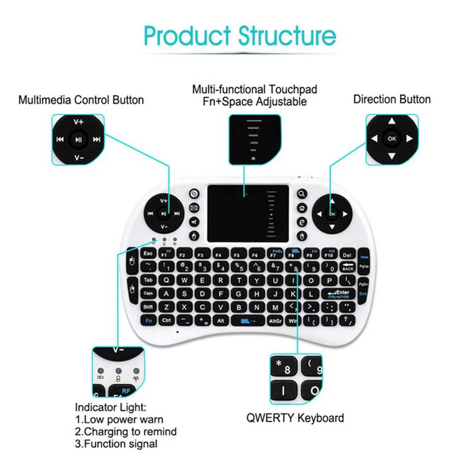 Basix Keyboard 2.4GHz Wireless Keyboard Air Mouse Teclado Touchpad8