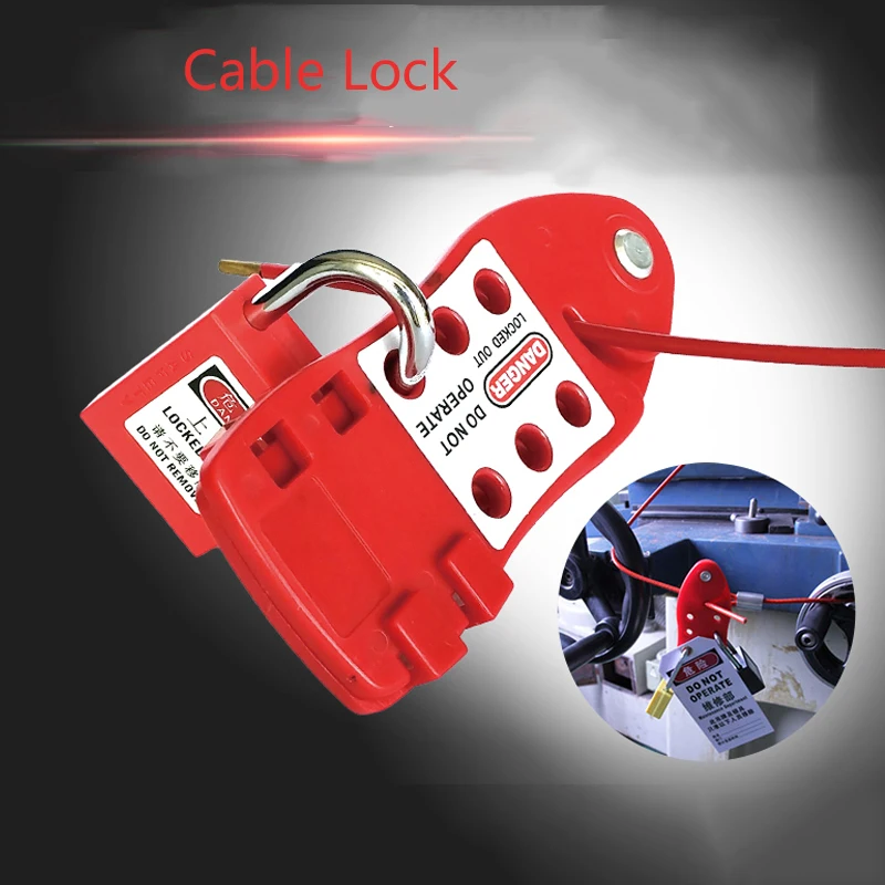 

Industrial Security Cable Lock Engineering Plastic Corrosion Resistance Porous Insulation Cable Lock With Padlock Waring Tag