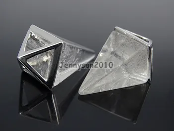 

Natural Clear Crystal Quartz Gems Stones Pyramid Pointed Healing Reiki Chakra Silver Pendant Beads Necklace Jewelry 5Pcs/Pack