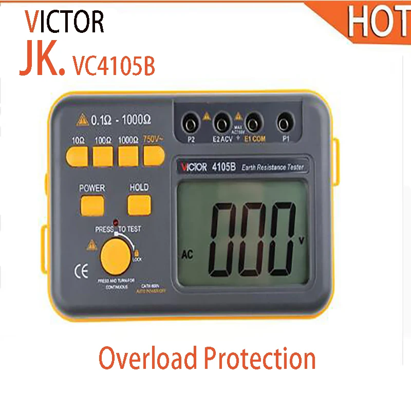 2018 hot VICIOR VC4105B 4105B Digital Earth Ground Resistance Tester Earth Voltmeter Ohmmeter 0.1~1000Ohm 750V