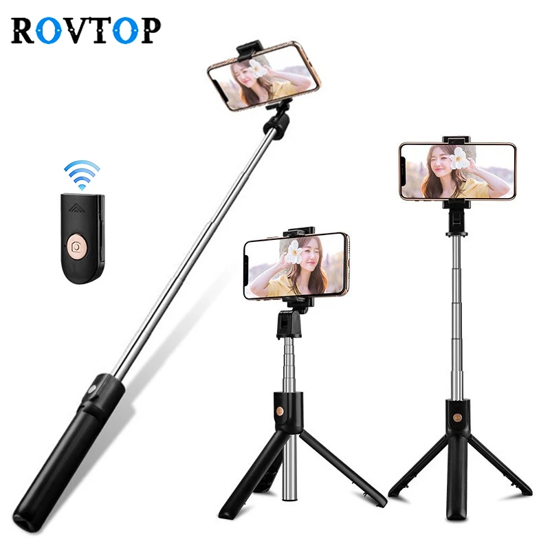 

Rovtop Protable Bluetooth 4.0 Selfie Stick For iPhone Android Foldable Handheld Monopod Shutter Remote Extendable Mini Tripod