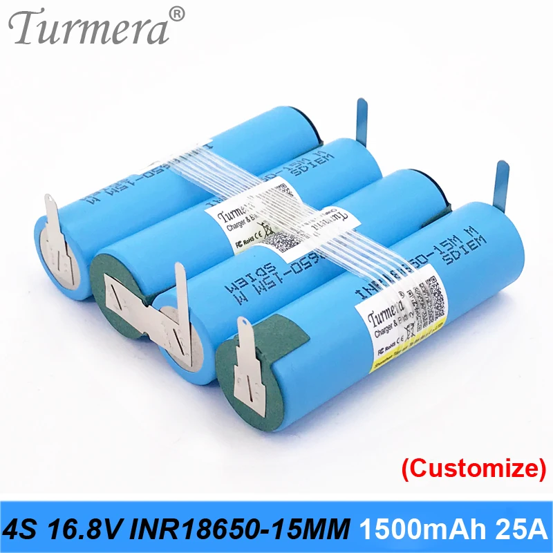 

18650 3S 12.6V 4S 16.8V 5S 18V Battery Pack INR18650-15MM 1500mah 25A Discharge Current for shura screwdriver battery (customize
