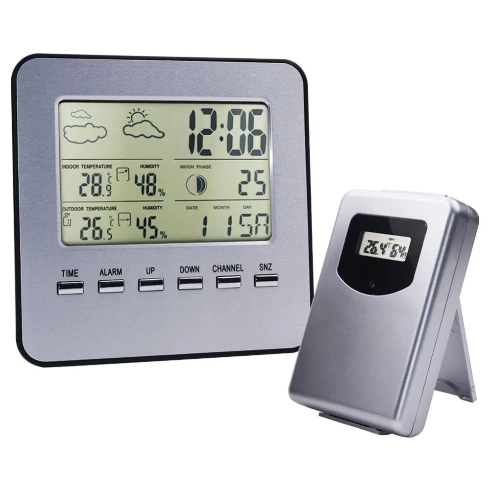 

Digital Display Mini Electronic Wireless Indoor And Outdoor Temperature And Humidity Meter Time Weather Alarm Clock