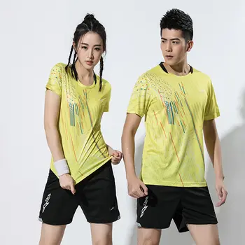 

Adsmoney Women Men Badminton Shirt Set Quick Dry Uniforms Sportswear Shirts + Shorts Tennis Wear Jerseys Kits