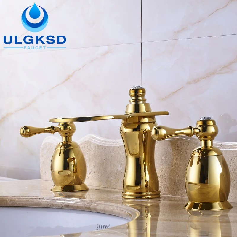 Ulgksd 3pcs Basin Faucet and Bathroom Sink Faucet Deck Mounted with Cold and Hot Mixer Water